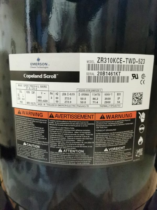 Copeland Scroll Compressor Capacity 21 Ton R22
